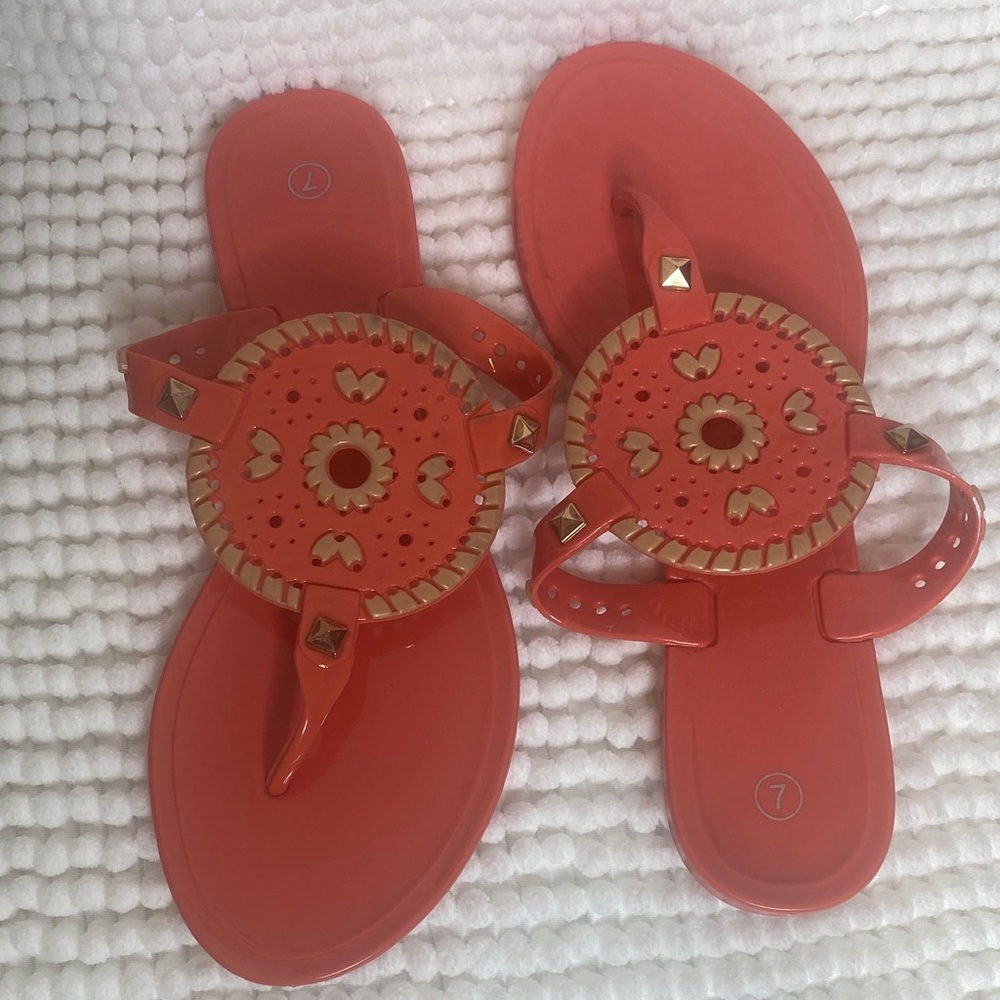 Stylish Red Sandals with Gold Details
